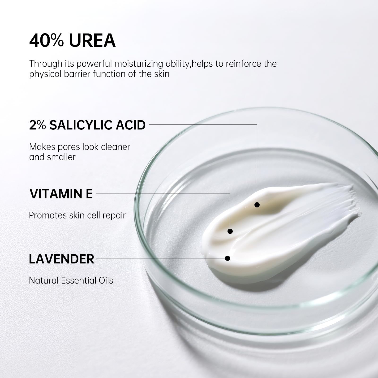 Yarmisun Urea Cream 40% application scene shows creamy texture for smoothing dry heels.