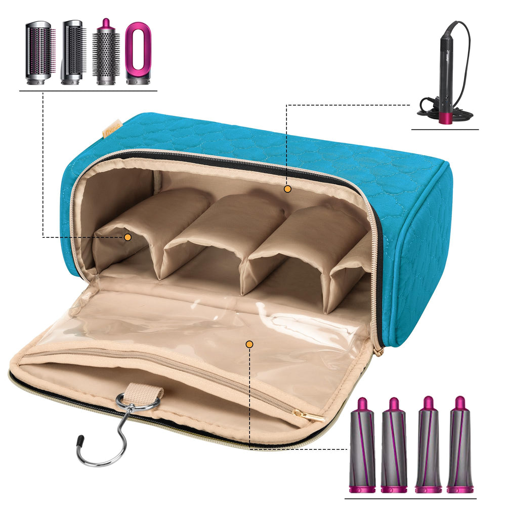 Padded slots inside Yarwo Airwrap travel case cushion each component during transport