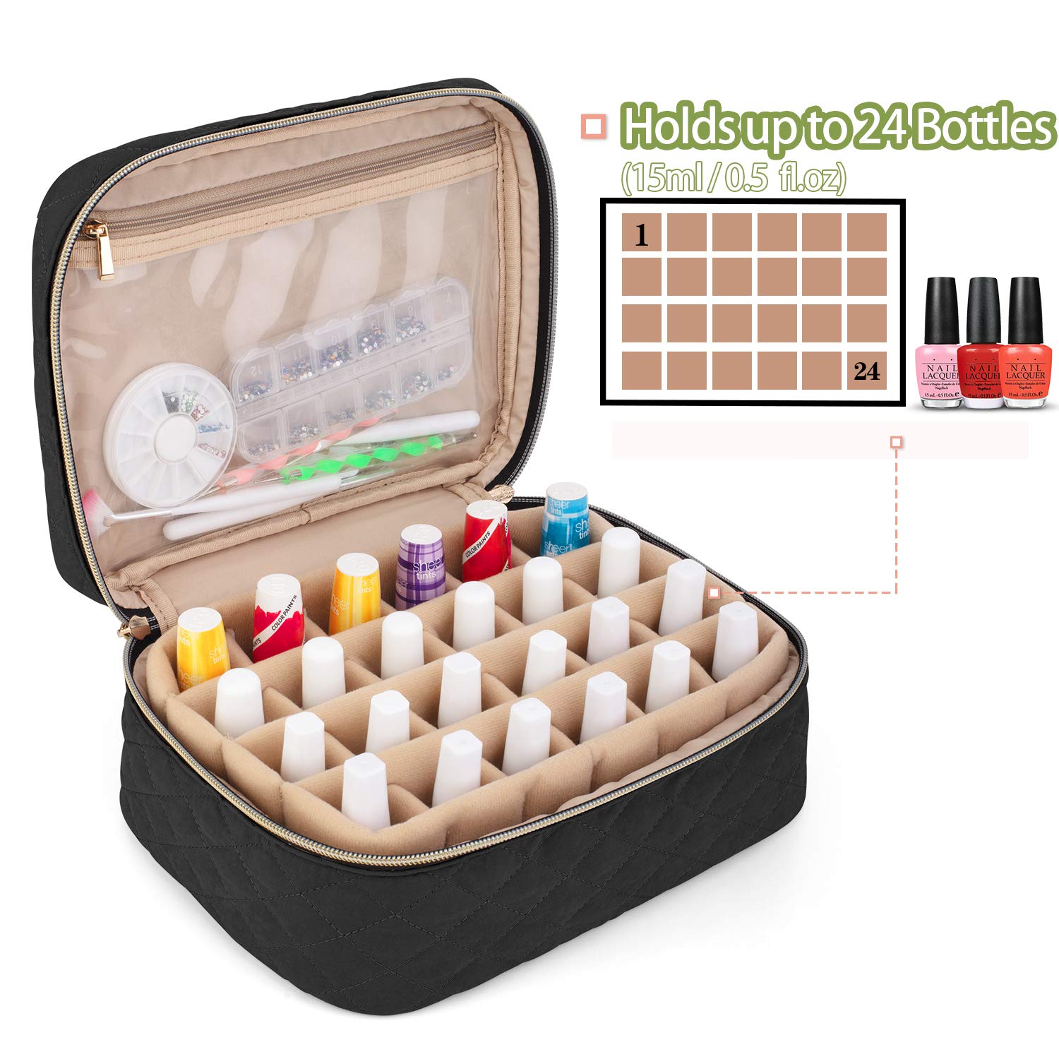 Yarwo bag interior divider securing bottles with adjustable compartments