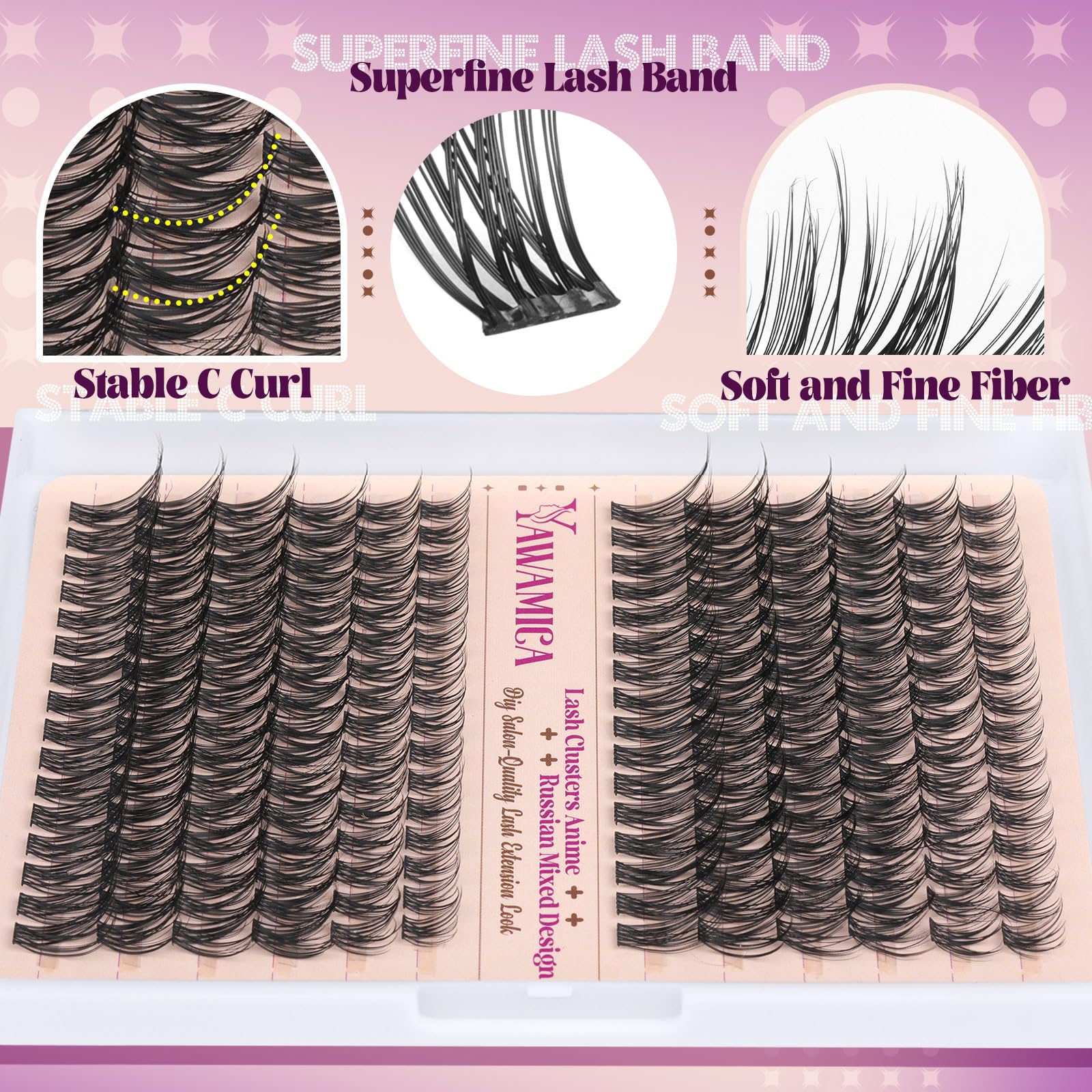 Yawamica 192pcs lash clusters 10-18mm for versatile styling