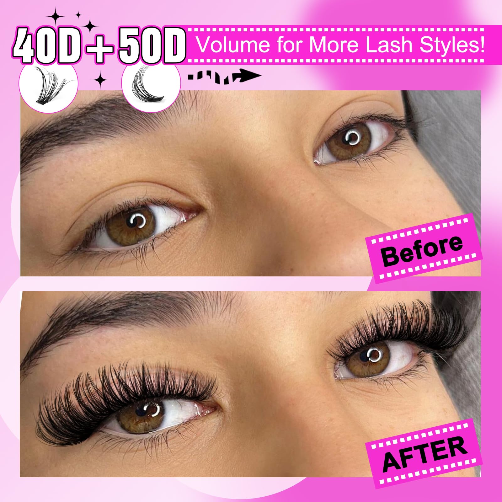 Yawamica 40D-50D mix clusters for natural, lightweight lashes.