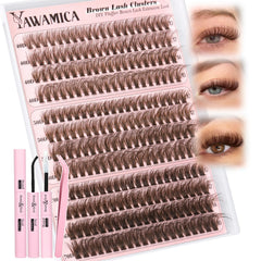 Yawamica brown lash clusters kit boxed for at-home application