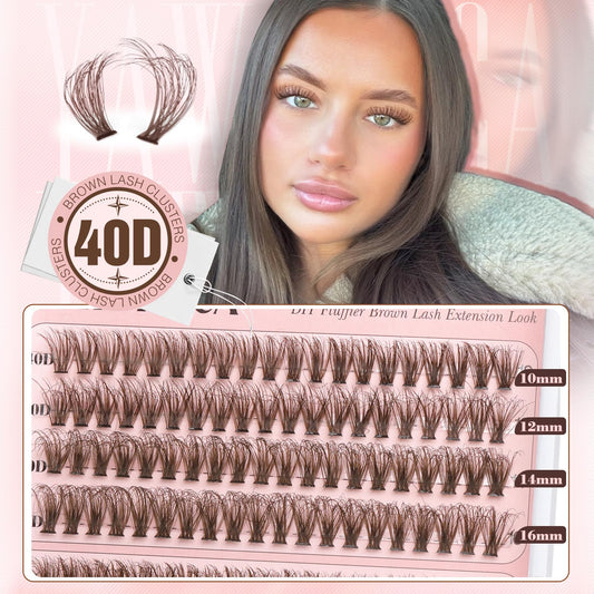 Yawamica brown lash clusters mixed 40D-50D-70D for versatile volume