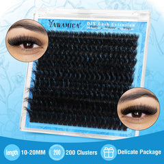 Yawamica DIY lash extension kit contents including bond, remover, tweezers