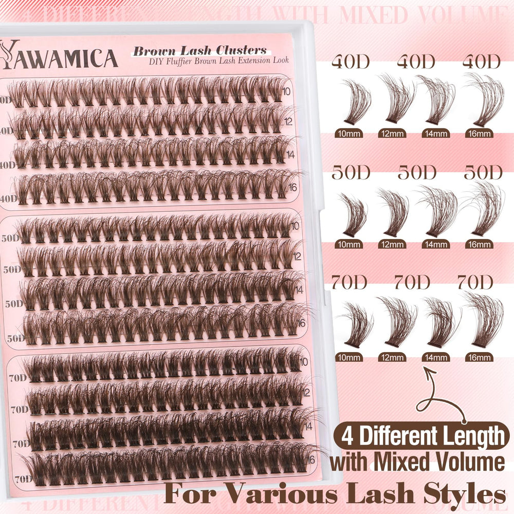 Yawamica soft brown fiber lashes provide natural look on eyes