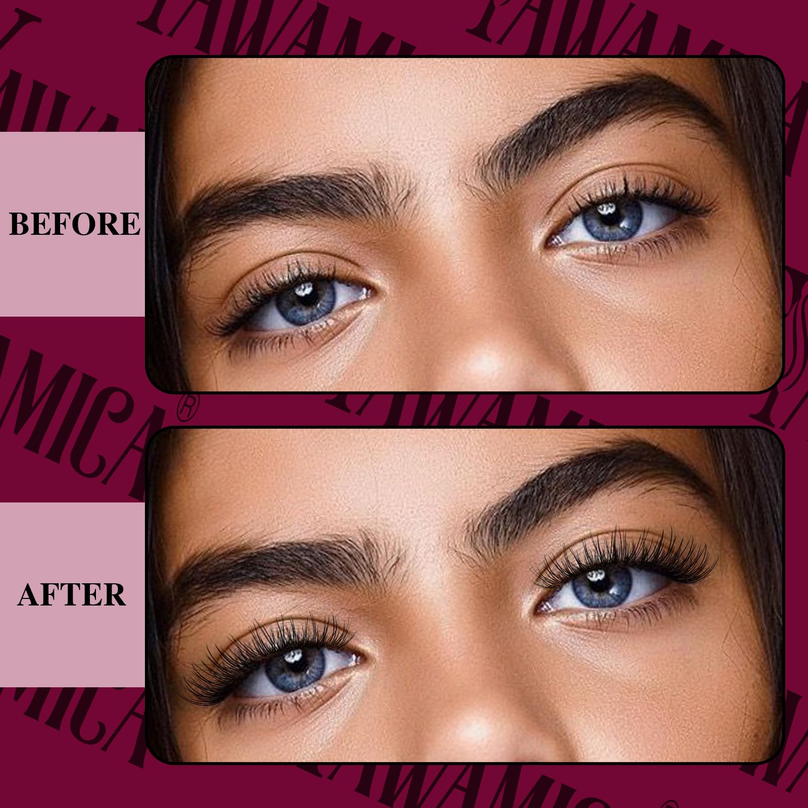Yawamica thin-fiber-lash-clusters blend seamlessly with natural lashes.