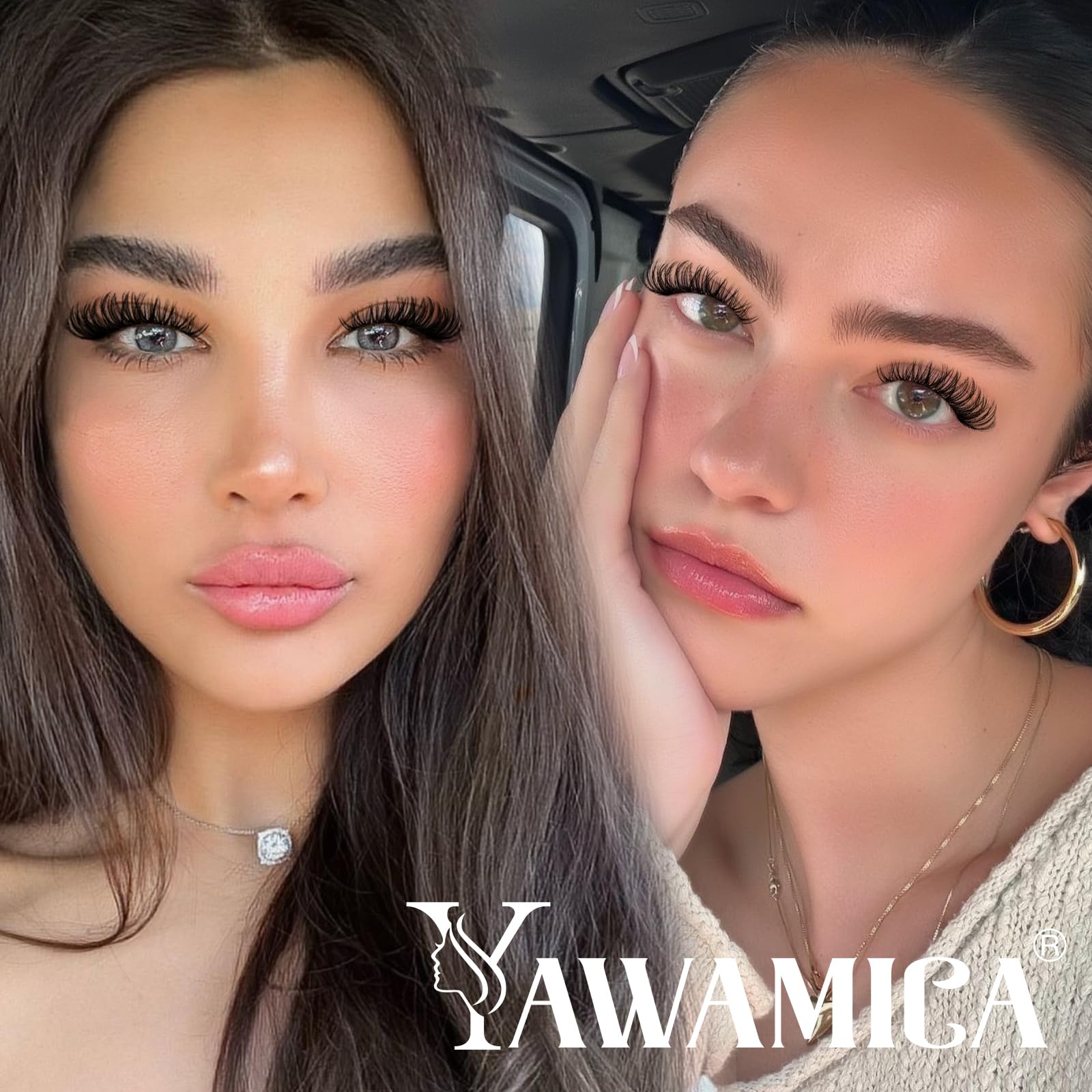 Yawamica wispy cluster lashes for fuller, soft lash lines.