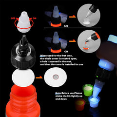 Ybeauty tattoo ink display stand with labeled bottles for quick picks.