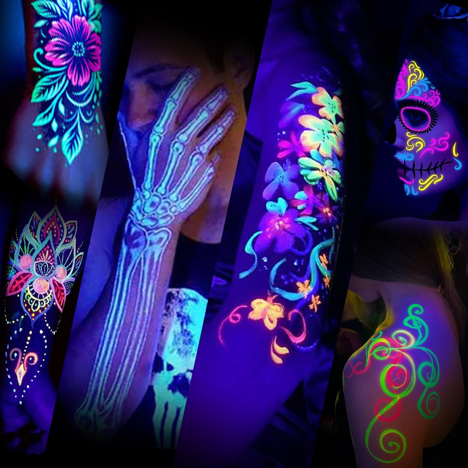 Ybeauty UV glow tattoo inks visible under ultraviolet light for striking effects