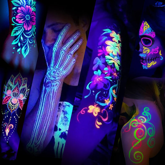 Ybeauty UV glow tattoo inks visible under ultraviolet light for striking effects