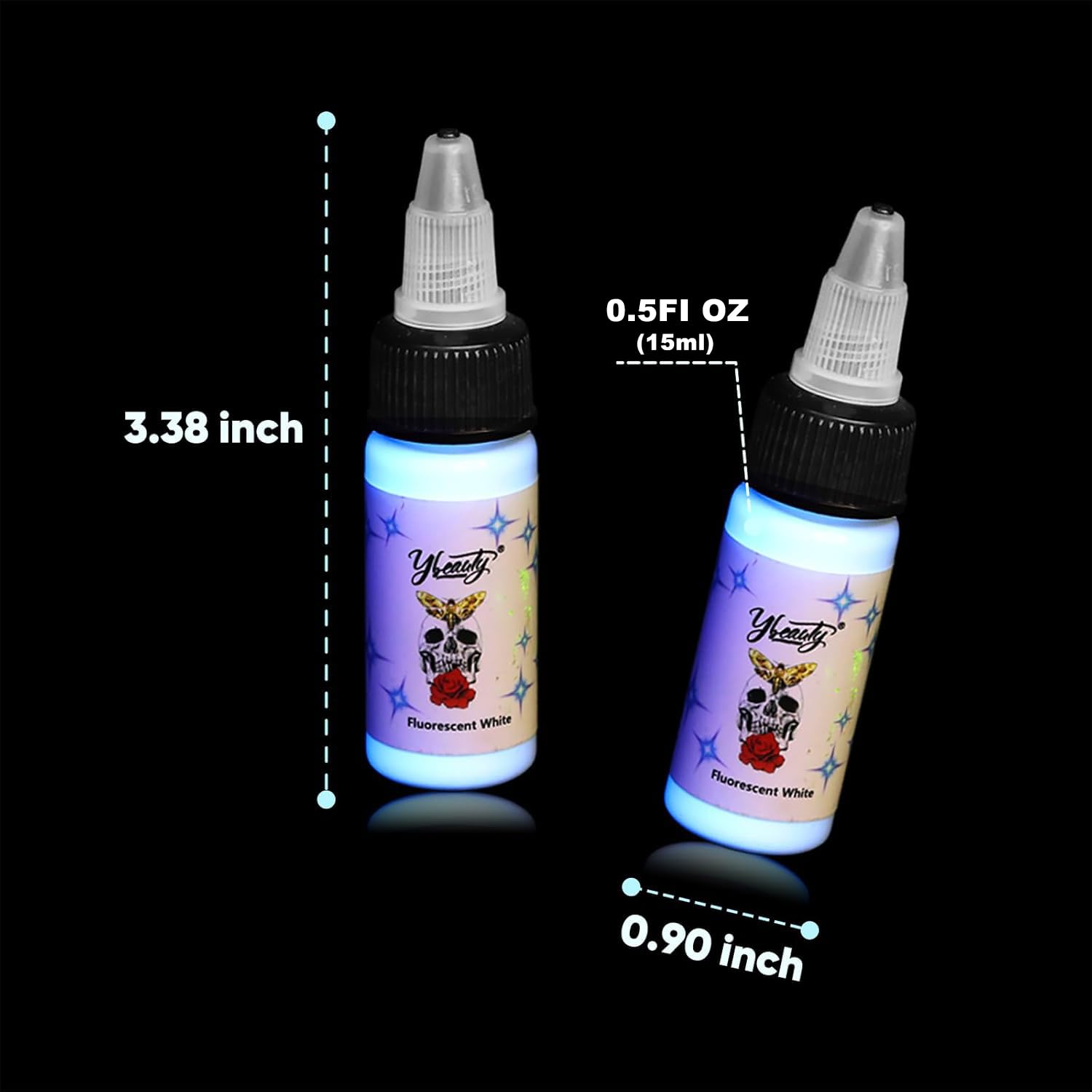 Ybeauty UV glow tattoo ink sparkle for eye-catching effects.
