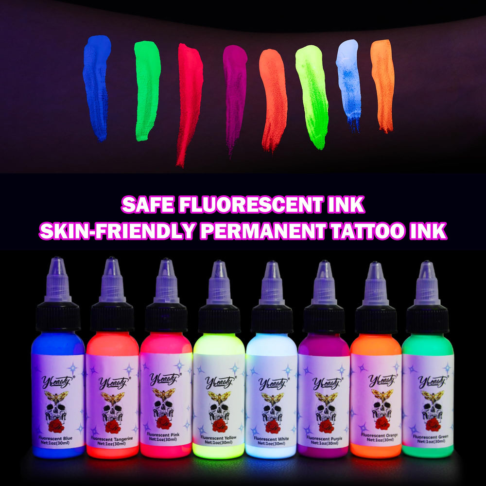 Ybeauty pink UV tattoo ink bottle brightening daylight and glow effects