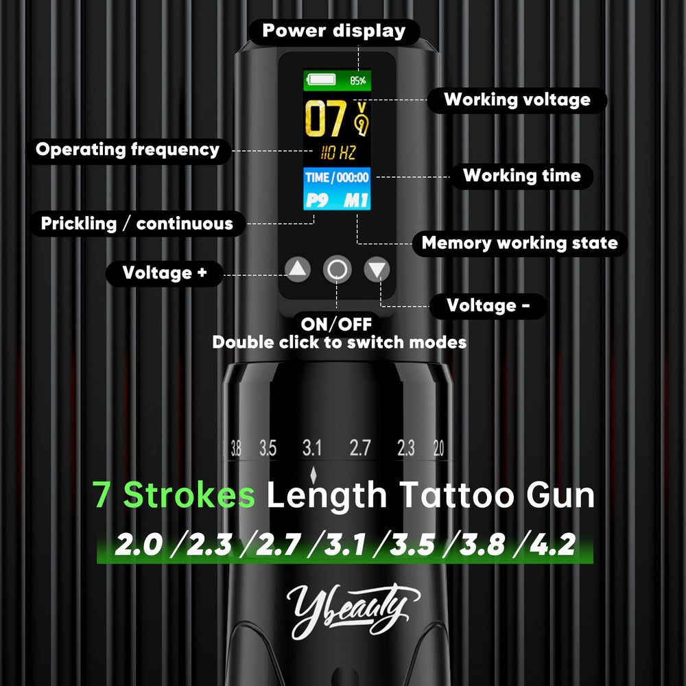 Ybeauty Wireless Tattoo Gun Kit with power supply for steady operation