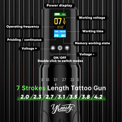 Ybeauty Wireless Tattoo Gun Kit with power supply for steady operation