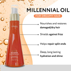 Ybera Mirra Oil Repair apply-on-hair demonstrates smooth, frizz-free strands
