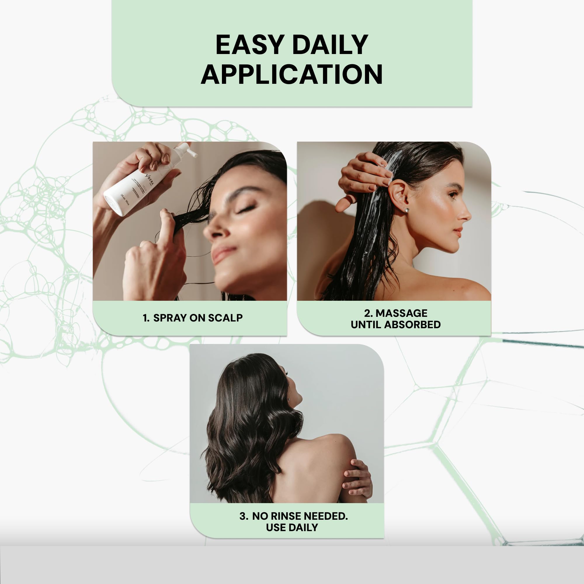 Hands massaging Vello Serum into the scalp for circulation.