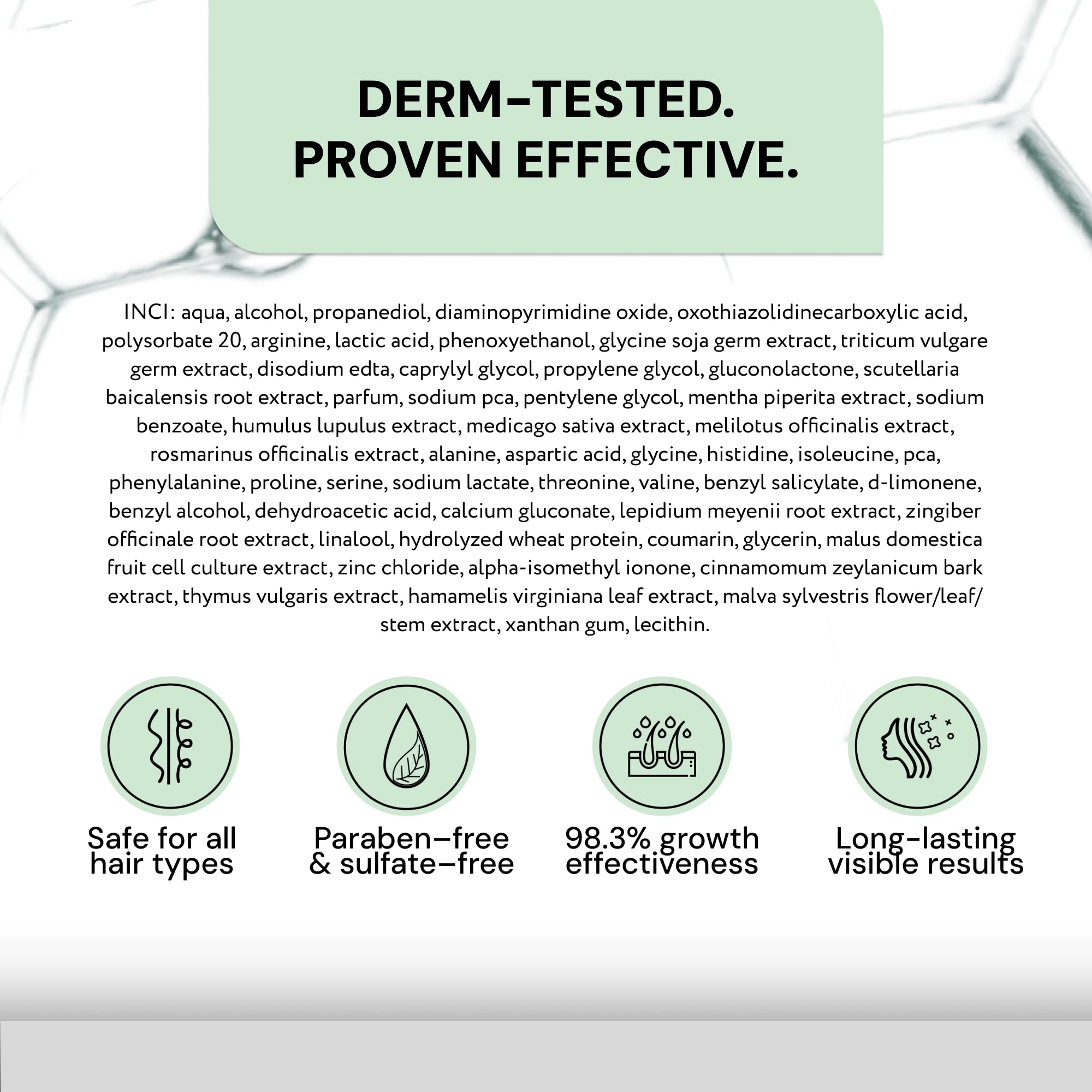 Back packaging of Vello Serum with key benefits.