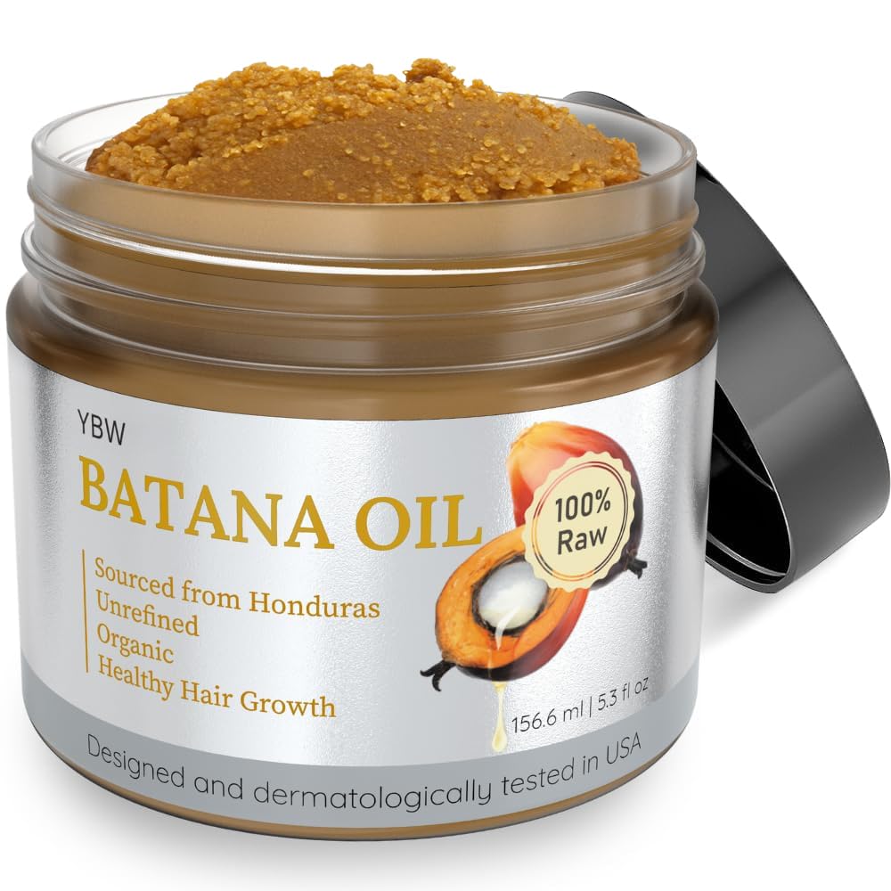 YBW Batana Oil bottle close-up, showcasing pure Honduran formula for hair nourishment
