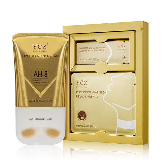 Ycz Neck Firming Set packaging shows dual-action anti-aging care