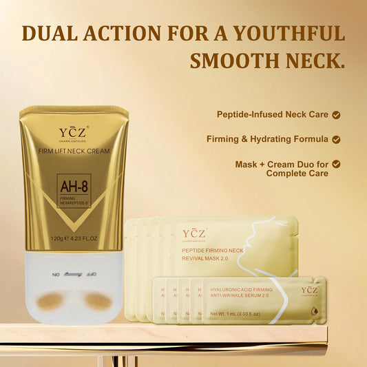 Ycz neck mask application demonstrating soothing, hydrating treatment