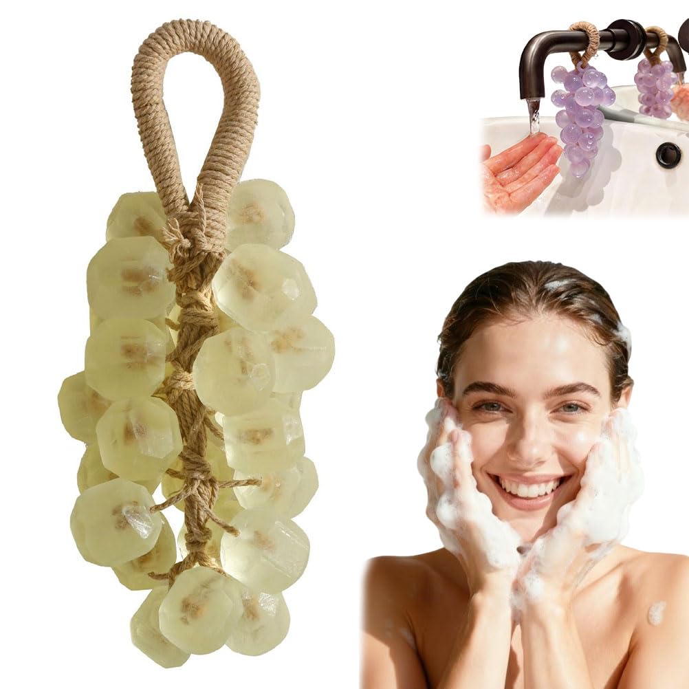 Ydner Grape Soap on a Rope in round shape, convenient hanging for shower use.