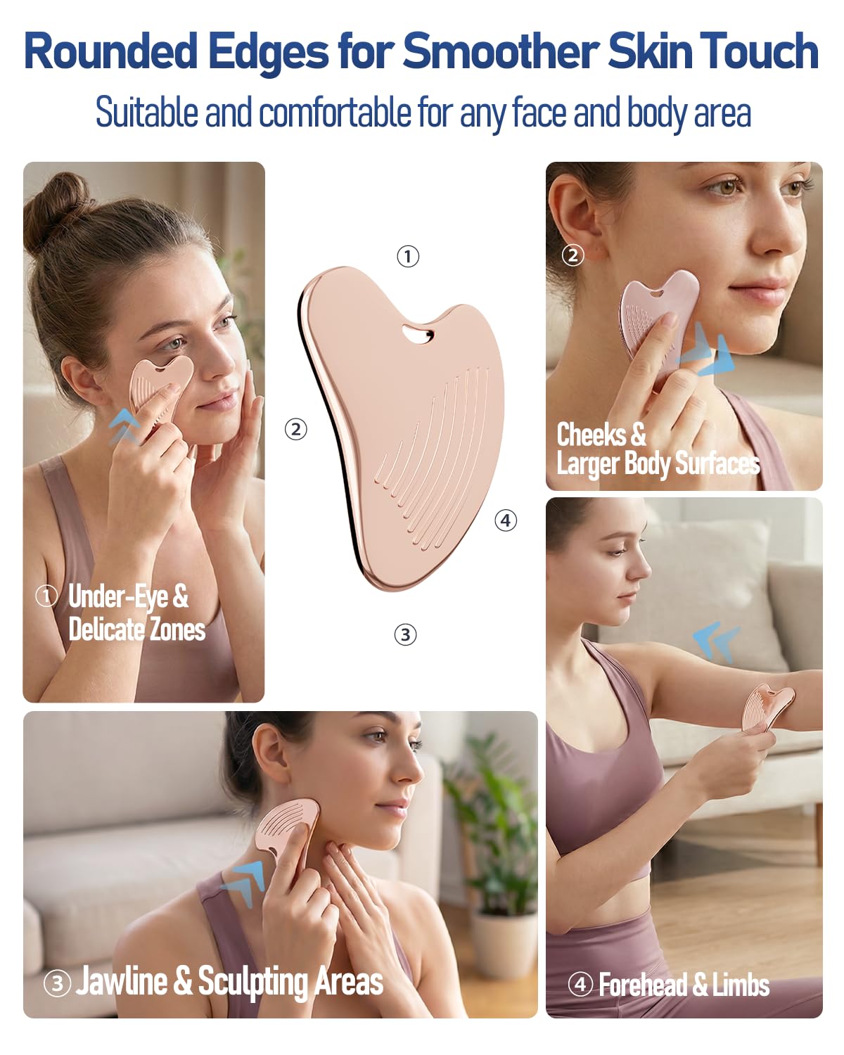 Yeamon metal lymphatic roller balls provide smooth rolling and contour definition.