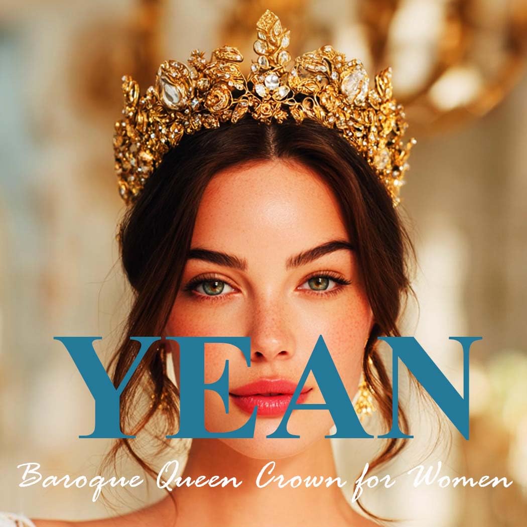 Yean LED Baroque Crown gold shine captures radiant evening glow.