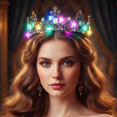 Yean LED Baroque Crown side view showcases its gold finish and secure fit.