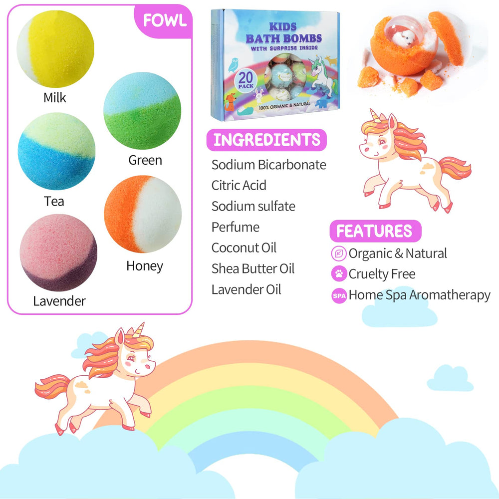 Yekery bath bomb with owl toy inside triggers bath-time imagination.