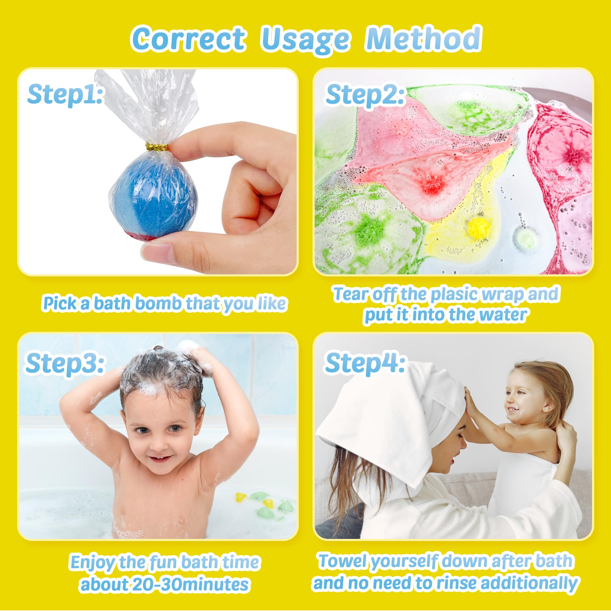 Yekery bath bombs ideal for kids aged 3–10 during bath time