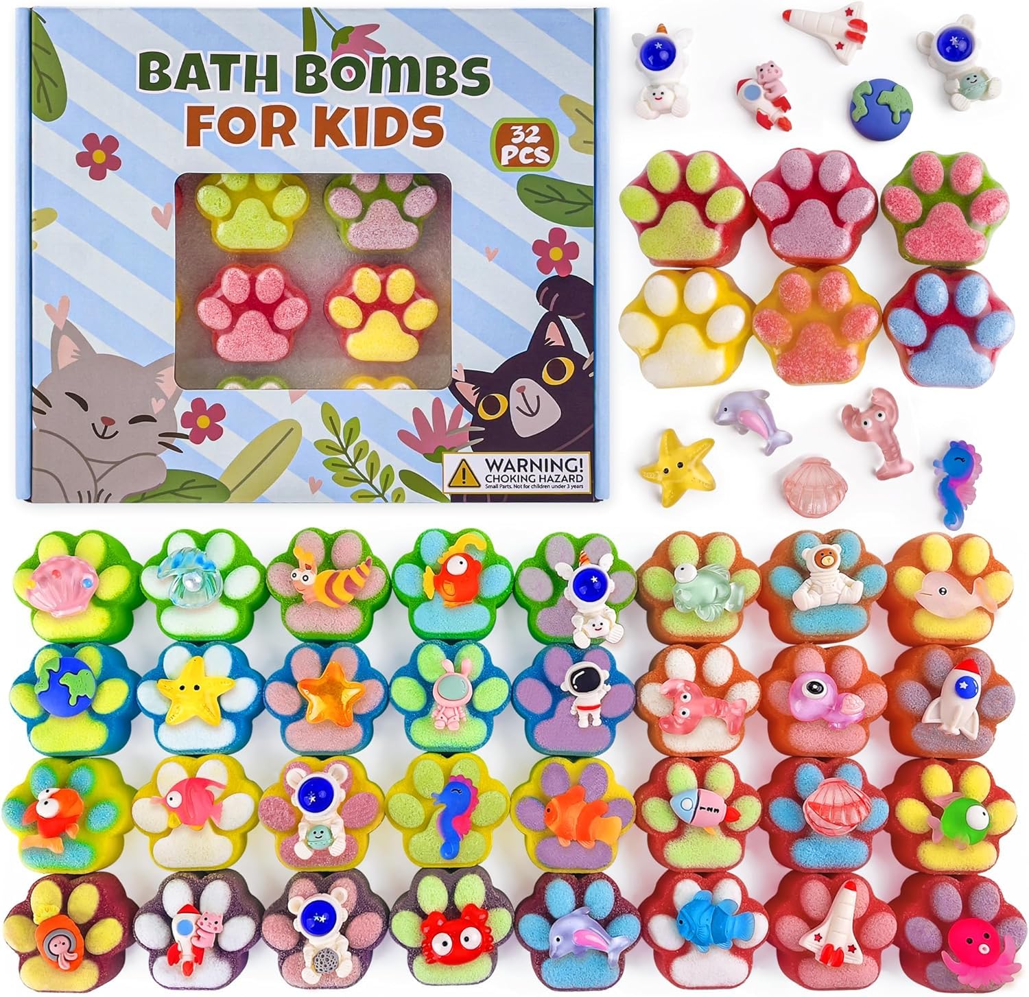 Yekery kids bath bombs reveal a surprise toy inside for bath time fun.