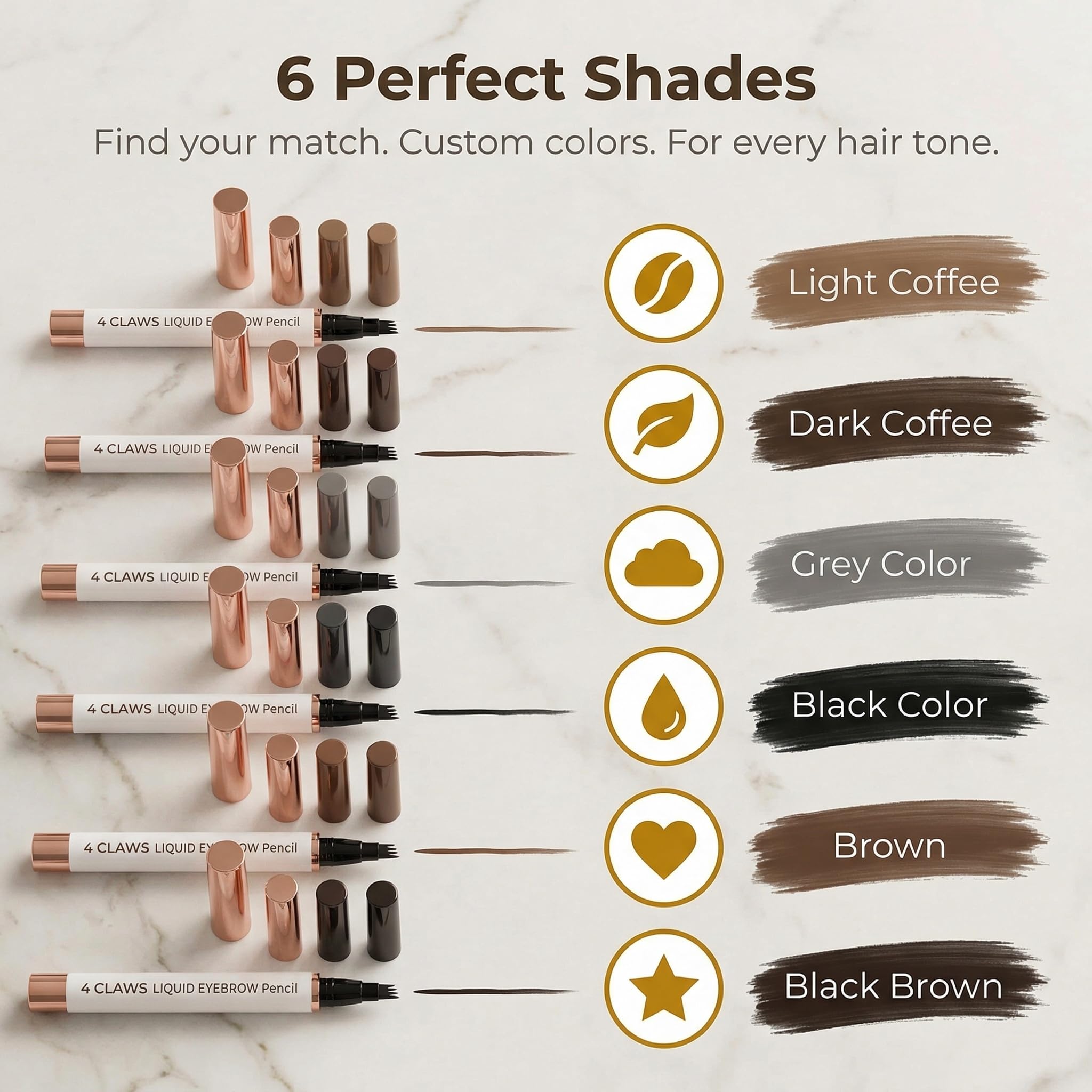 Fine-tip application enables precise brow definition and detailing.