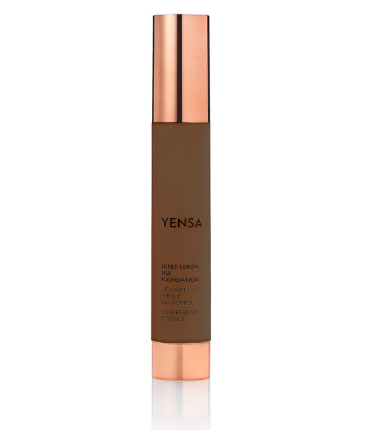 YENSA Serum Foundation Deep 3 bottle close-up showing sleek design and glow-boosting formula.
