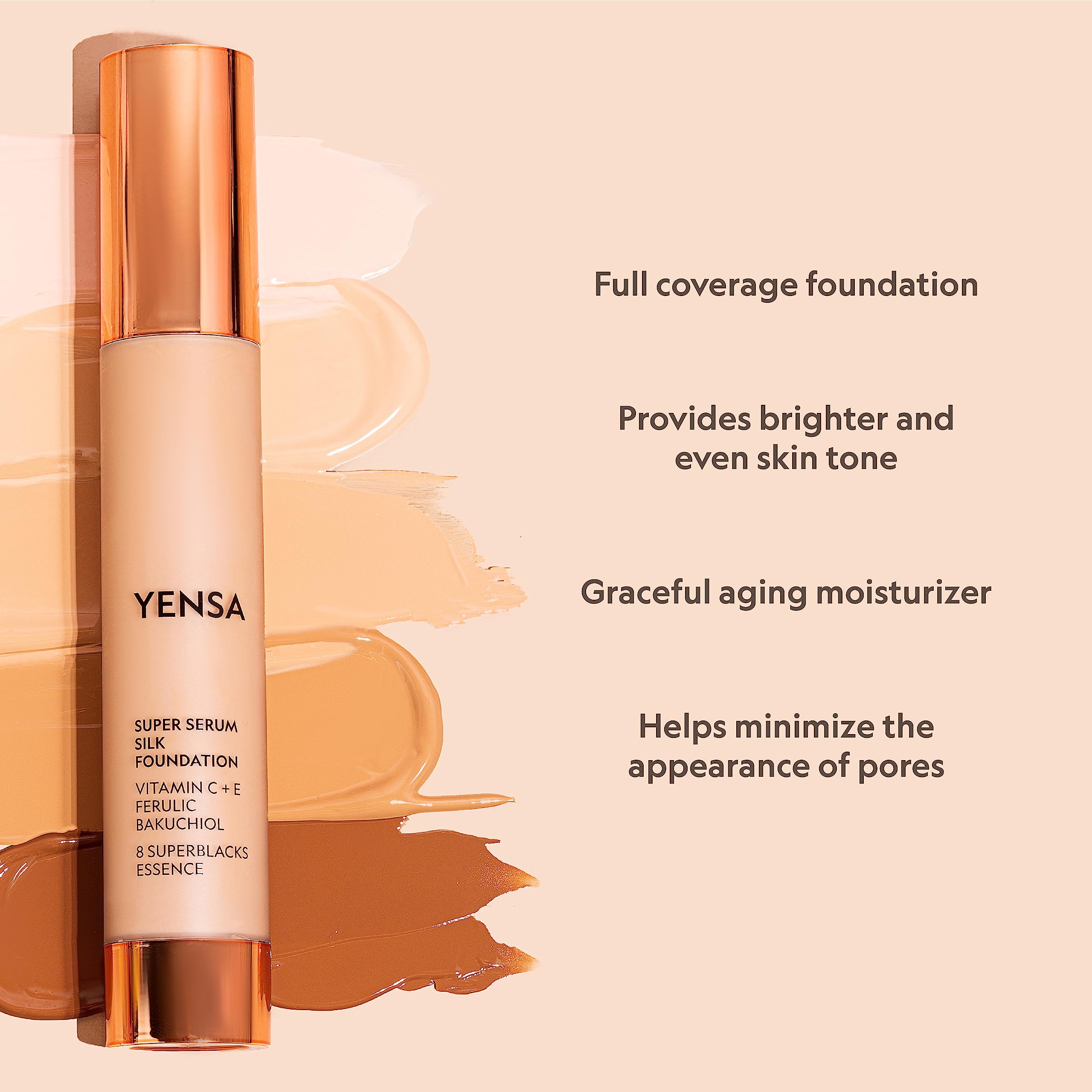 YENSA Serum Foundation on skin delivering hydrated, radiant coverage.