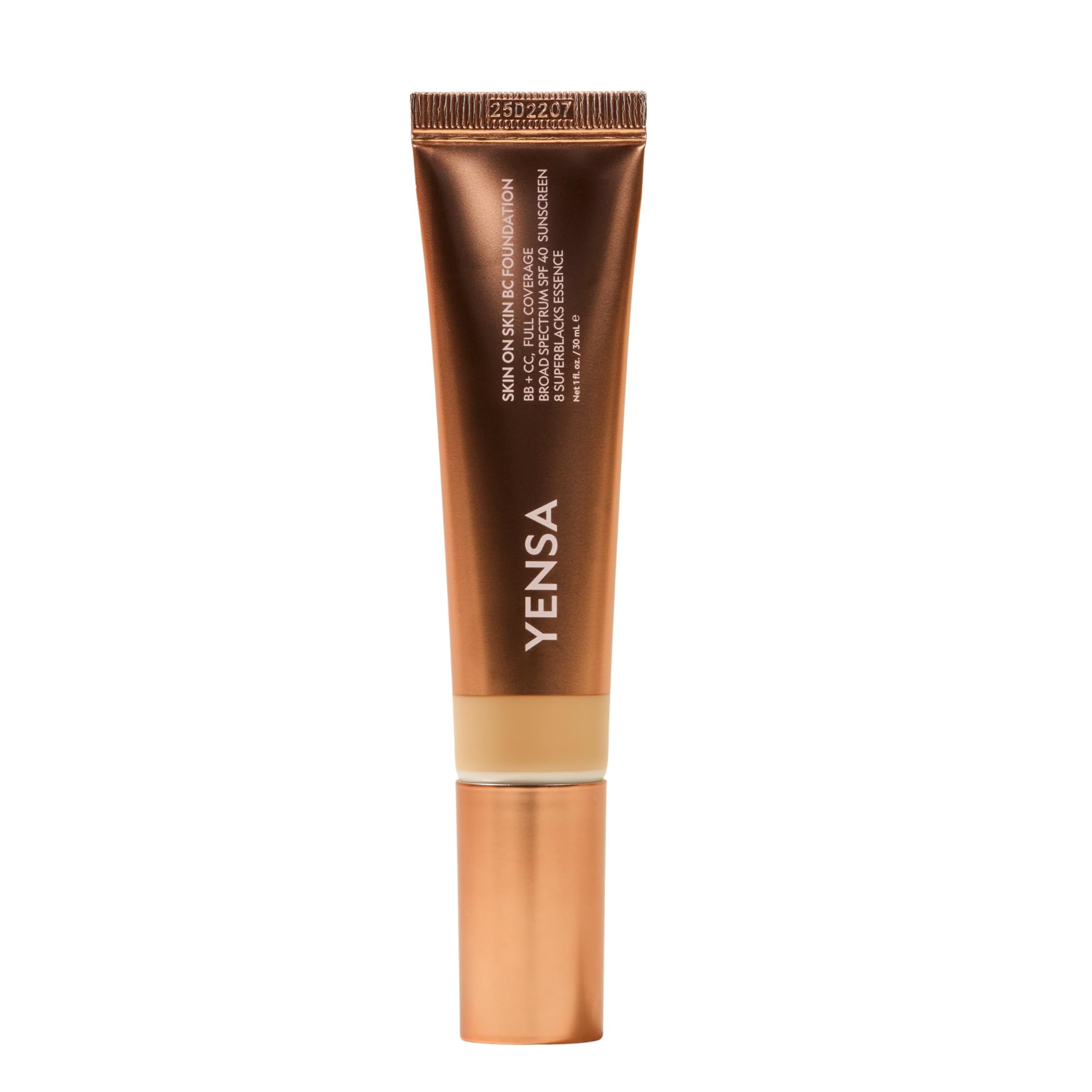 YENSA Skin on Skin BC Foundation bottle with pump for easy, quick coverage