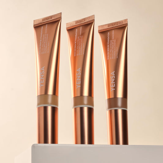 Creamy texture swirl of YENSA foundation showing smooth blending