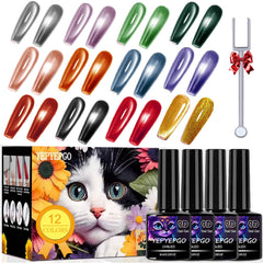 YEPYEPGO velvet cat-eye gel polish set in 12 colors for salon-grade nails