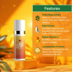 Yerba Glow caffeine and yerba mate ingredients close-up.