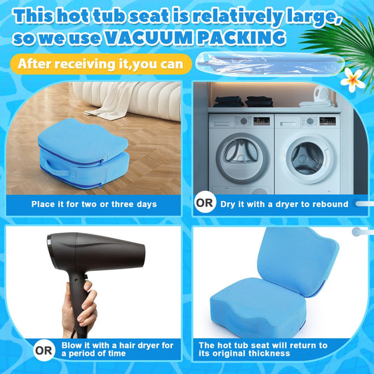 Yerliker booster seat blue lumbar cushion view promotes comfortable spa seating.