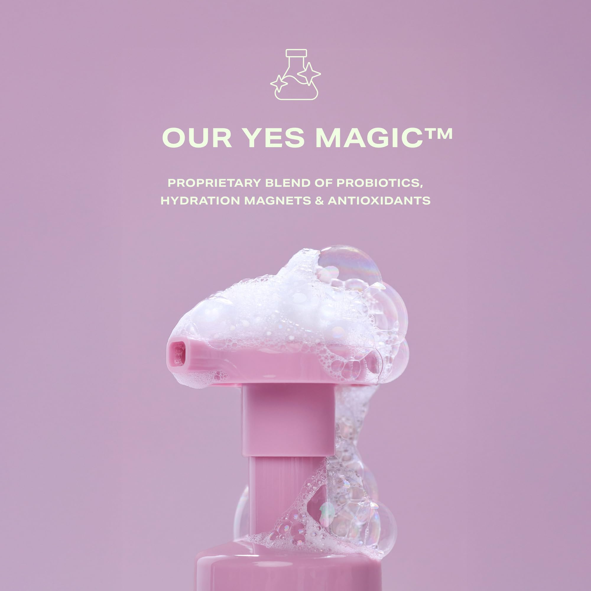 Yes Day Float Foam coconut-water image signals hydrating ingredients for balanced skin.