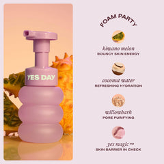Yes Day Float Foam bubbles highlight light, refreshing daily cleanse.