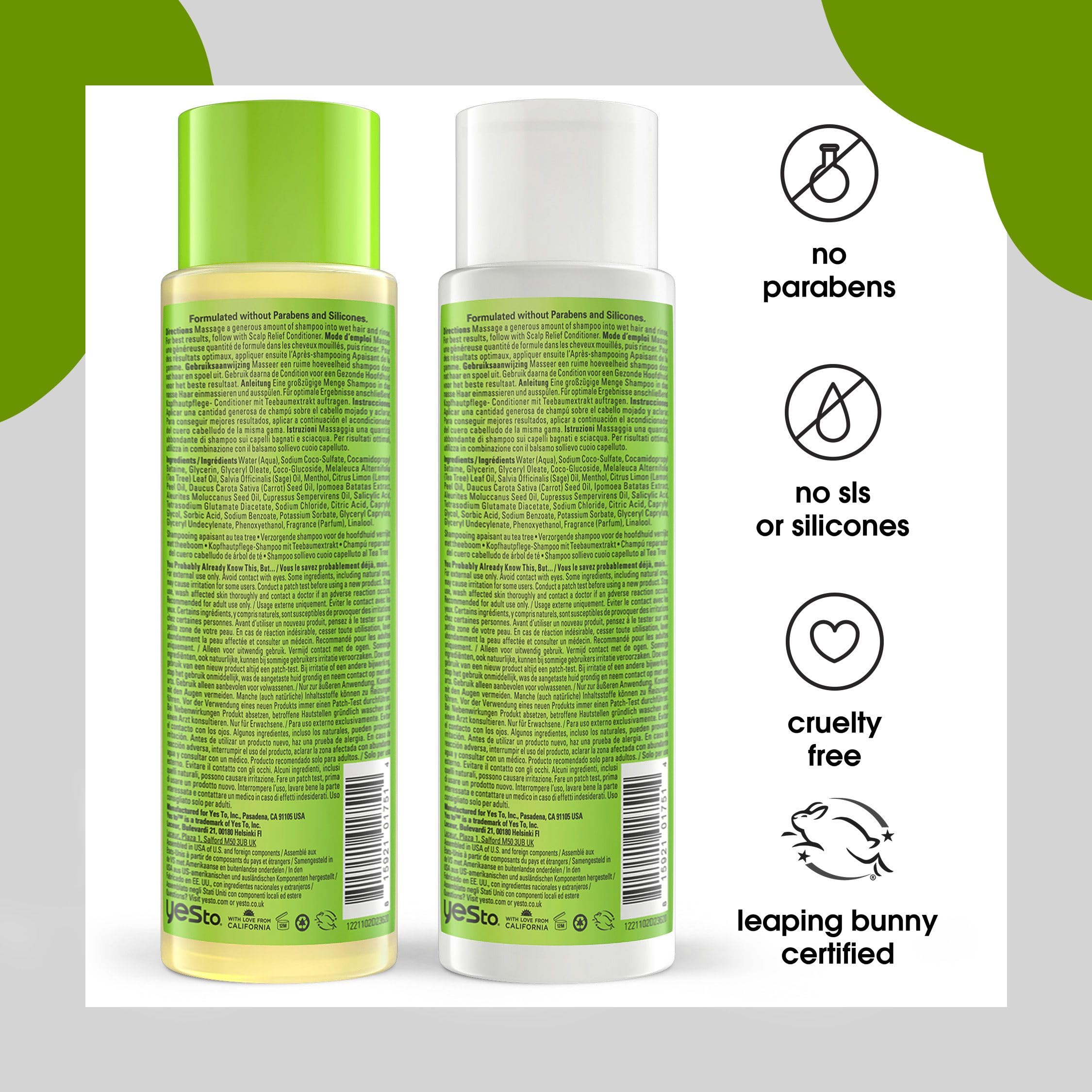 Yes To Tea Tree & Sage ingredients with tea tree oil aroma.