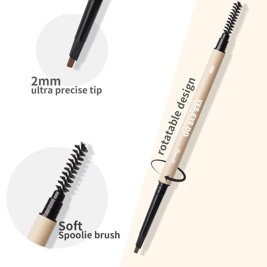 YES.EYE DO Eyebrow Pencil Deep Brown retractable mechanism in use for easy refills.