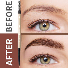 YES.EYE DO Eyebrow Pencil Deep Brown spoolie brush for grooming and blending.