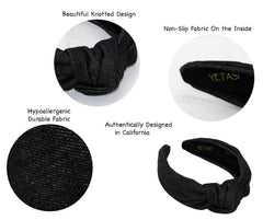 YETASI black denim headband easy to match with any outfit for busy mornings.