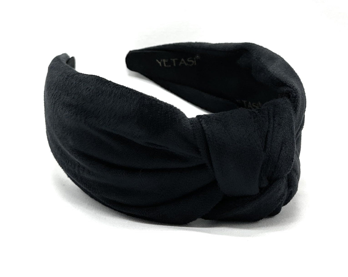 YETASI chunky black velvet knotted headband in 2.5 inches for elegant daily wear