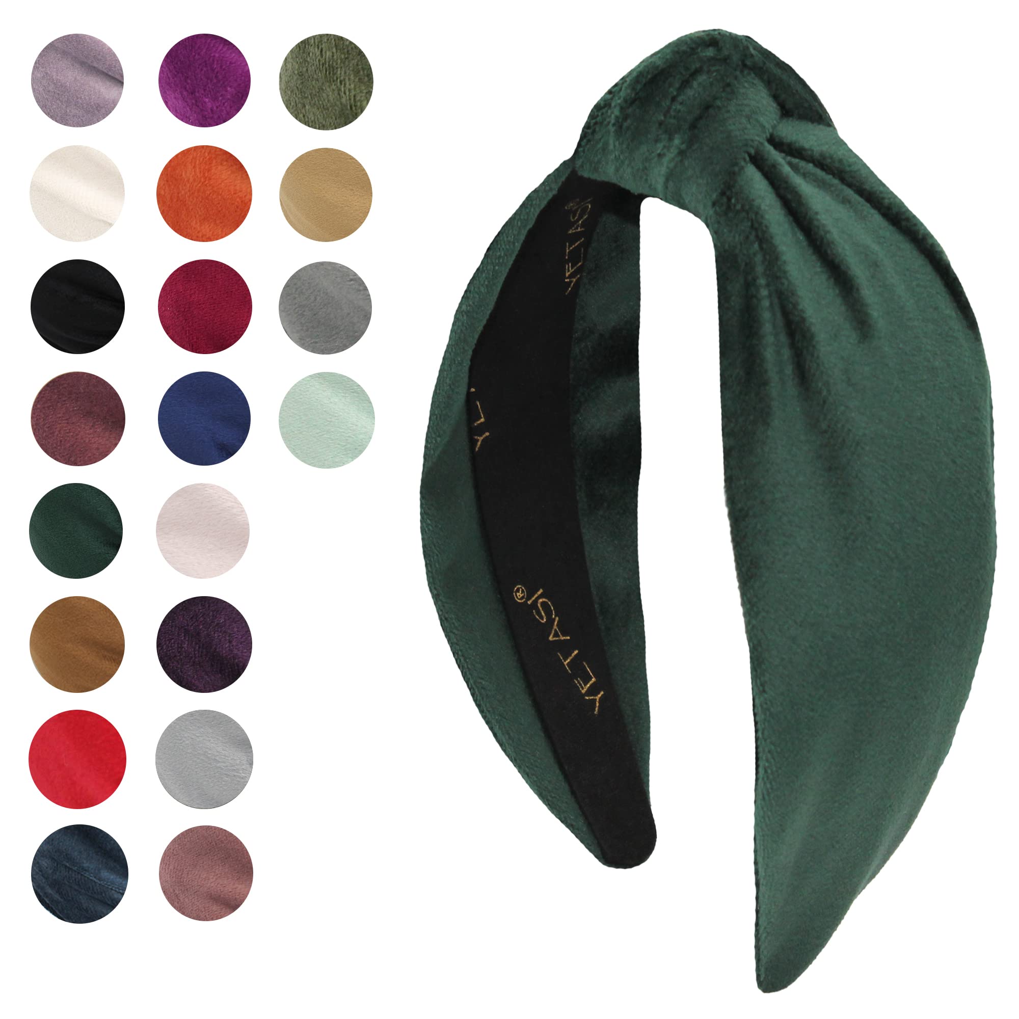 YETASI Green Velvet headband with non-slip design stays in place