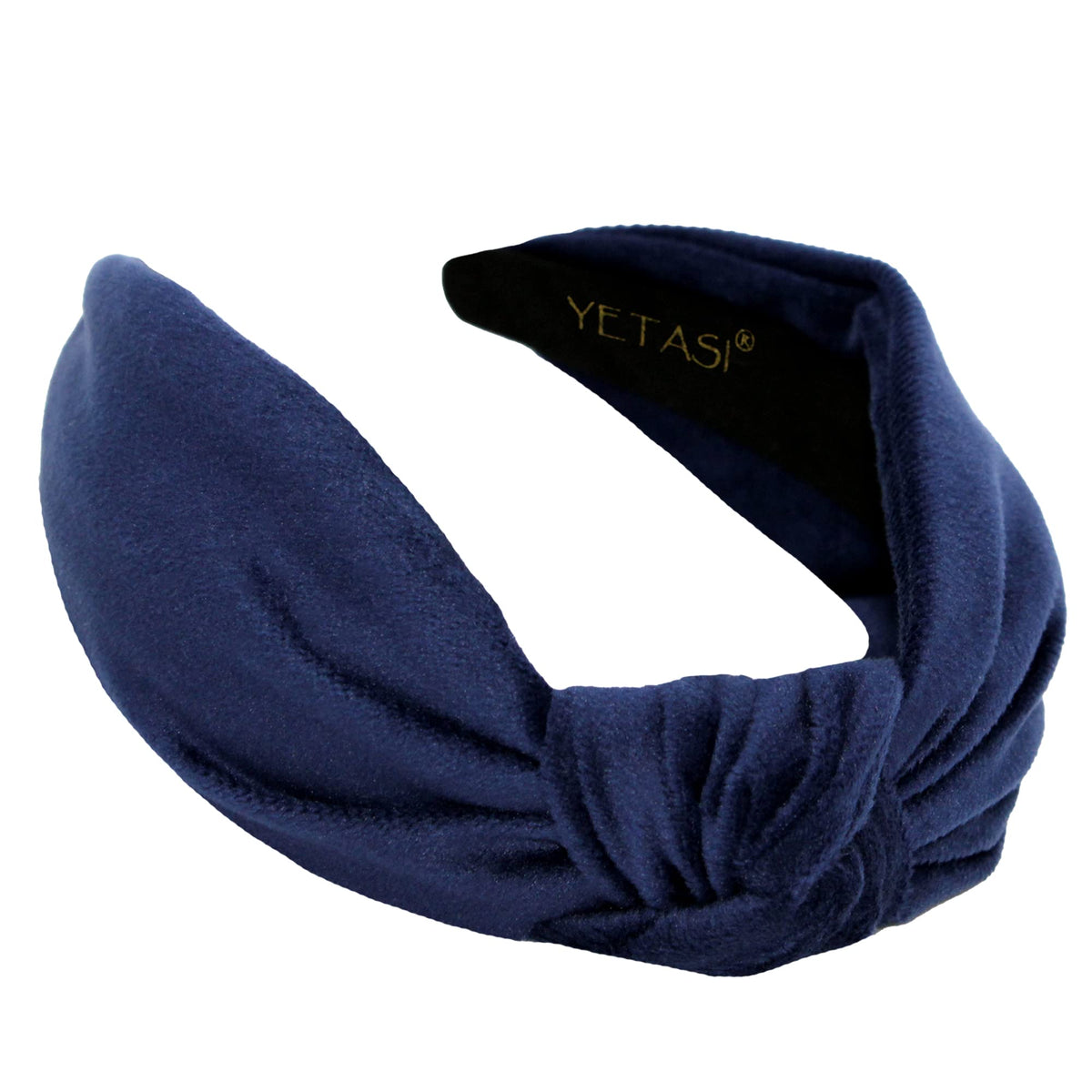 Yetasi navy blue velvet knotted headband for women adds instant style to any outfit.