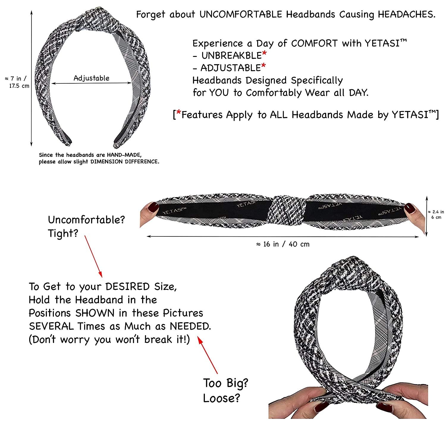 YETASI top knot headband in black velvet complements various hairstyles