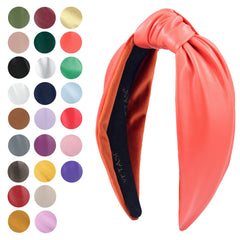 Yetasi orange leather headband top knot adds instant outfit polish